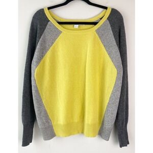 Diane Von Furstenberg DVF Cashmere Colorblock Sweater P Chartreuse Grey Pullover
